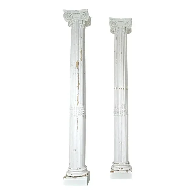 French 19th Century Pair of Massive Painted Columns