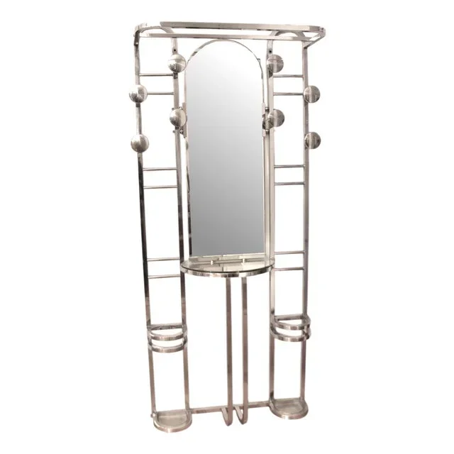 French Art Deco Coat Stand in Chromed Brass, 1930s