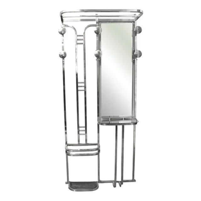 French Art Deco Coat Stand in Polished Aluminium, 1930s