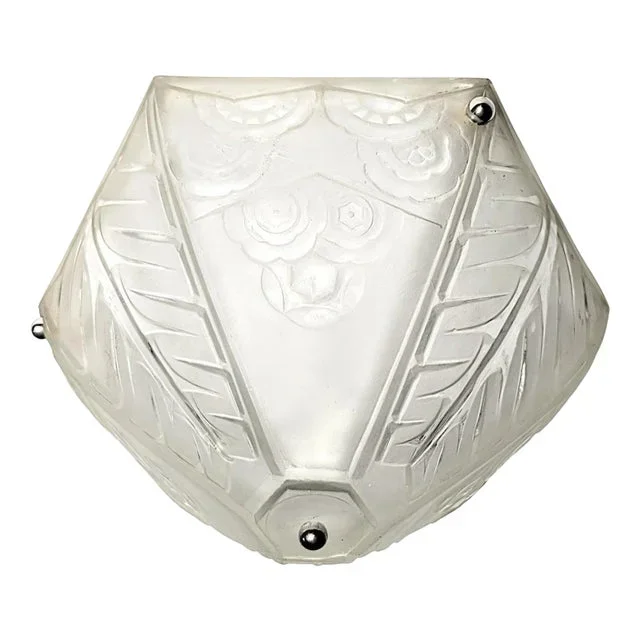 French Art Deco Hexagonal Flush Mount or Pendant Chandelier by Sabino