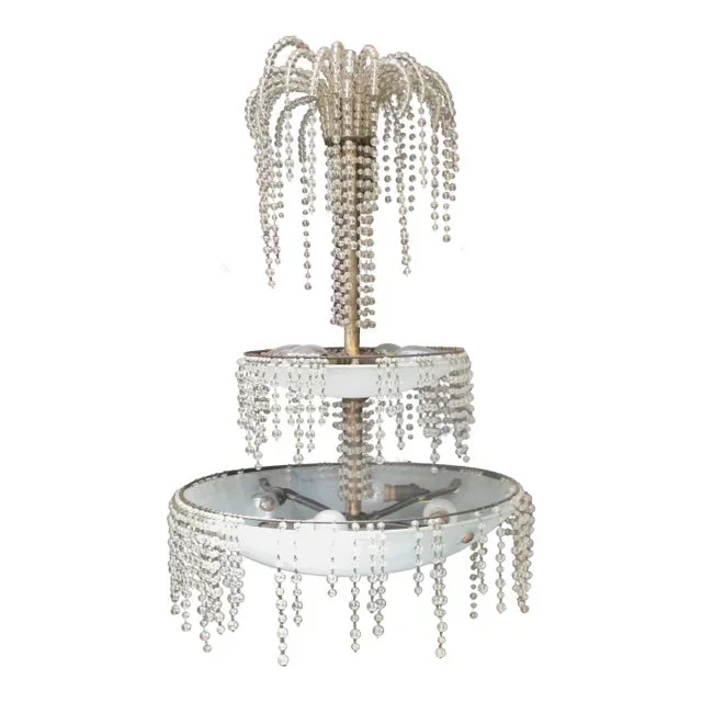 French Art Deco Waterfall Beaded Chandelier 30s