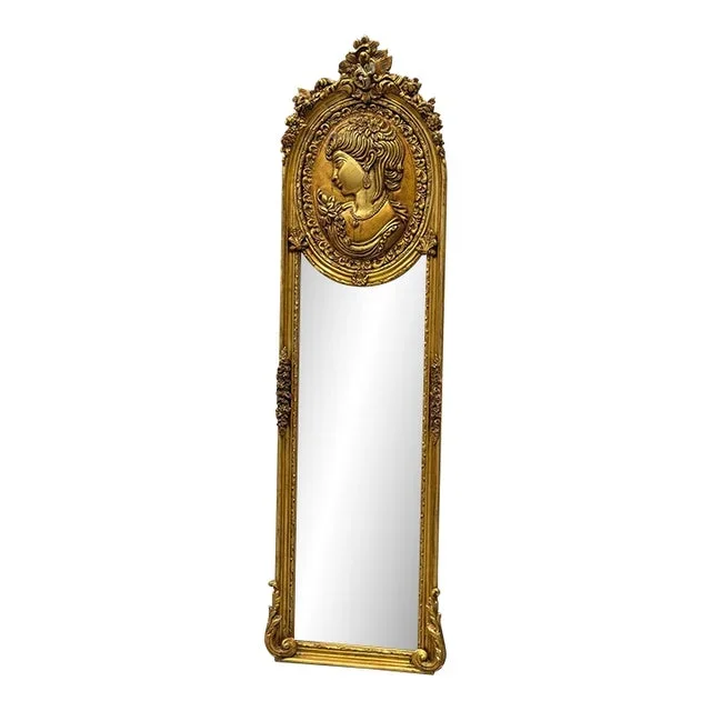 French Baroque Style Gold Woman Floor Mirror