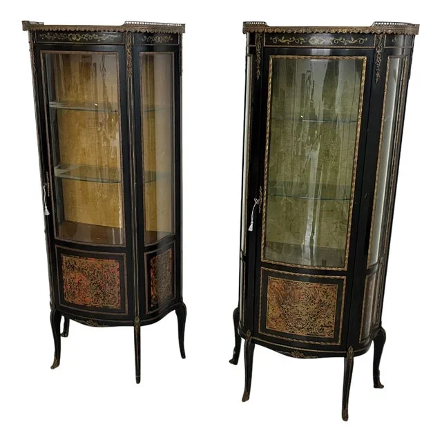 French Boulle Display Cabinets, 1930s, Set of 2