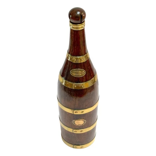 French Counes Derby Marquot Vichy Brass-Bound Walnut Bottle Form Box