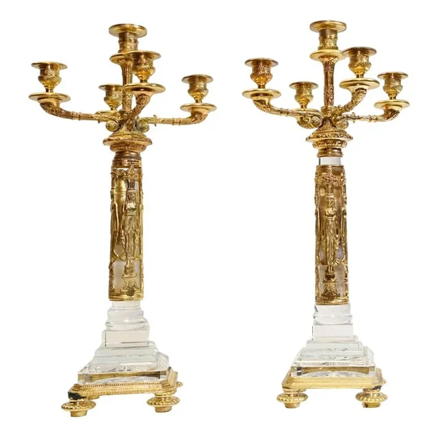 French Empire Gilt Candelabras, Set of 2