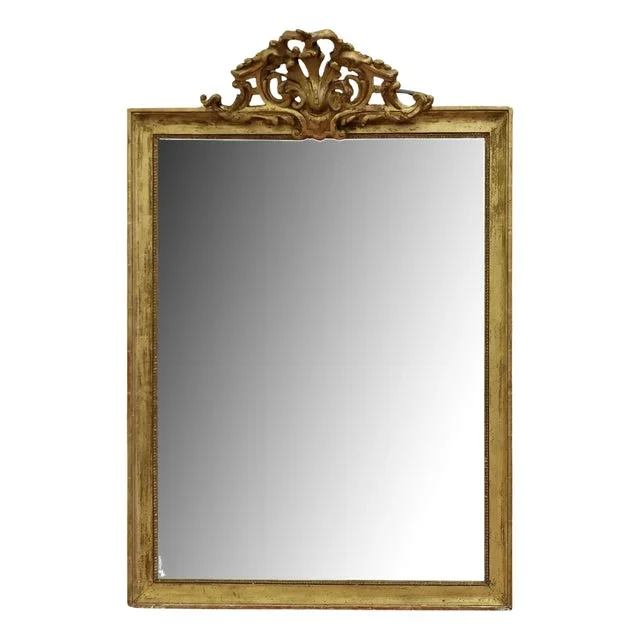 French Faded Pale Gilt Pier Mirror, 1880s