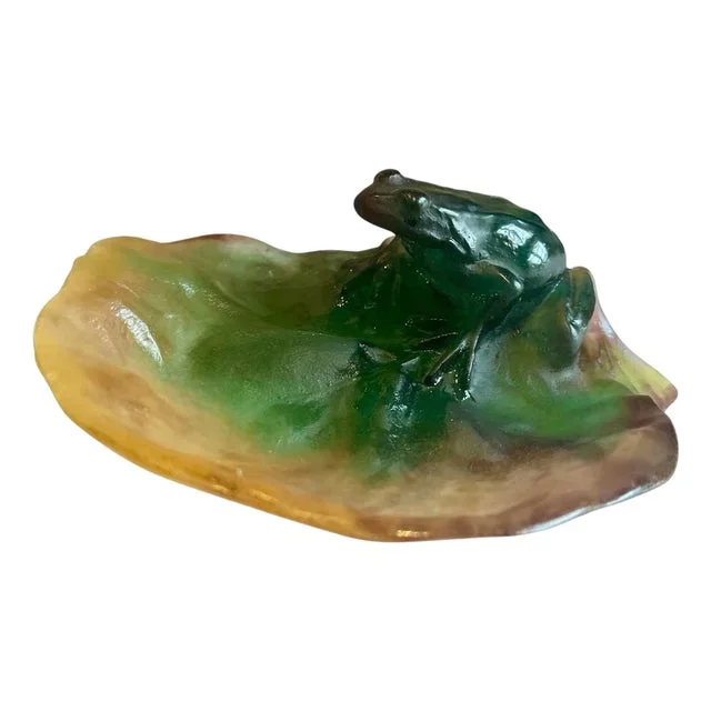 French Frog on a Water Lily Tray from Daum