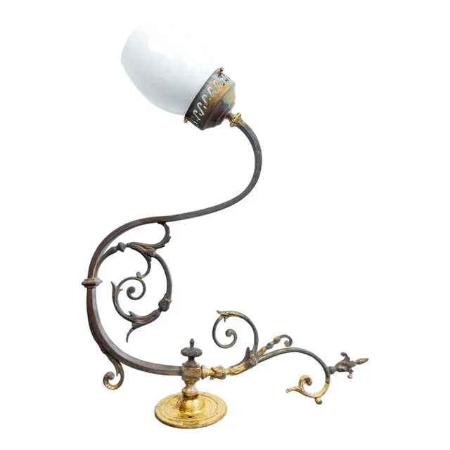 French Gilded Brass Wall Sconce with Opaline Glass Shade, 1890s