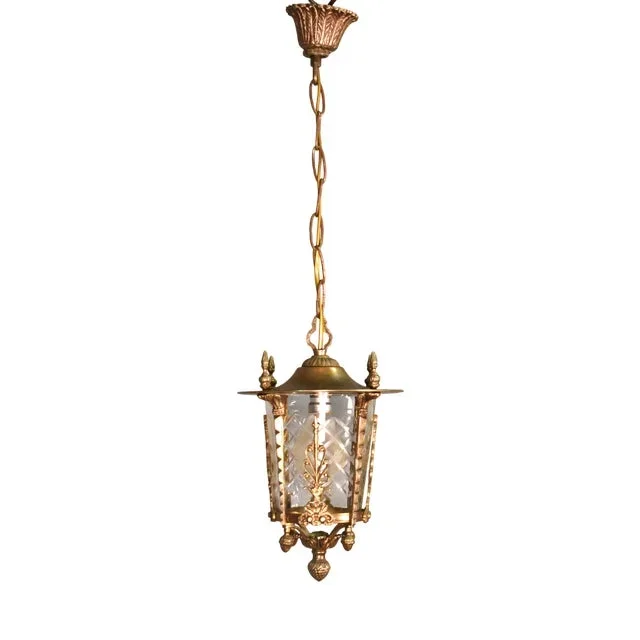 French Gilt Hall Lantern, 1950s