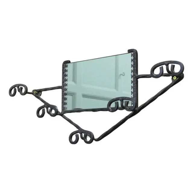 French Iron Hat and Coat Rack with Mirror, 1960