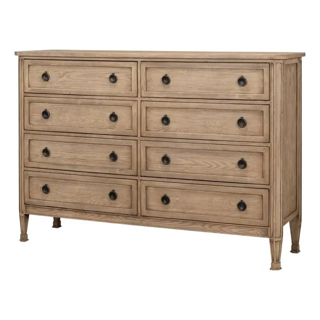French Light Oak Eight Drawer Dresser