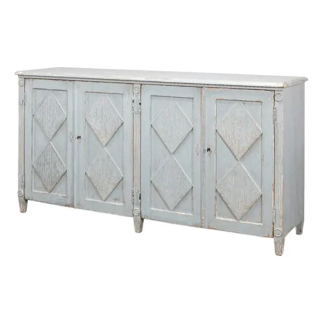 French Provincial Blue Painted Sideboard