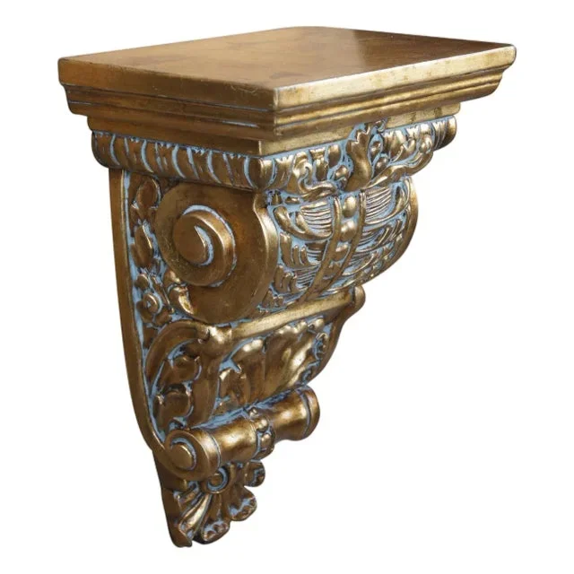 French Regency Style Scrolled & Scalloped Corbel Wall Bracket Shelf Sconce