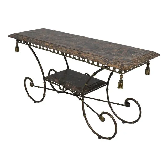 French Style Marble Top Metal Base Pastry Console Table