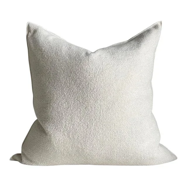 French White Wool Bouclette Double Faced Euro Shams
