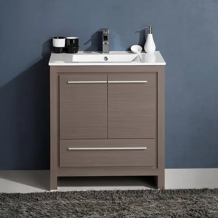Fresca Allier 30″ Gray Oak Modern Bathroom Cabinet W/ Sink – FCB8130GO-I