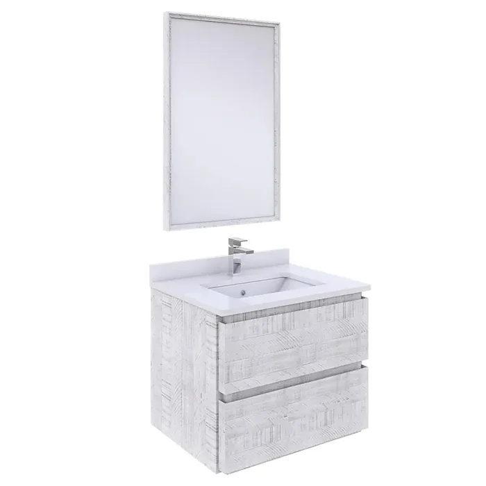 Fresca Formosa 24″ Wall Hung Modern Bathroom Vanity W/ Mirror In Rustic White – FVN3124RWH