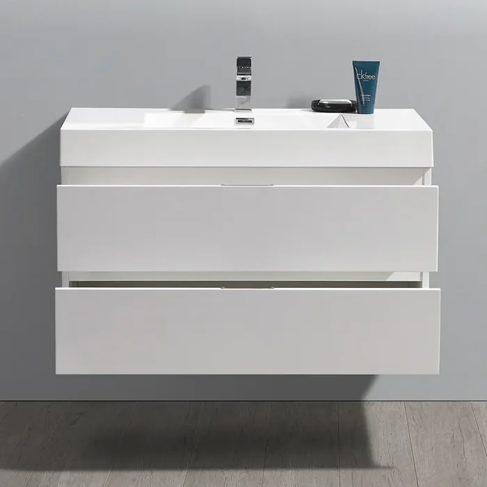 Fresca Valencia 40″ Glossy White Wall Hung Modern Bathroom Vanity – FCB8342WH-I