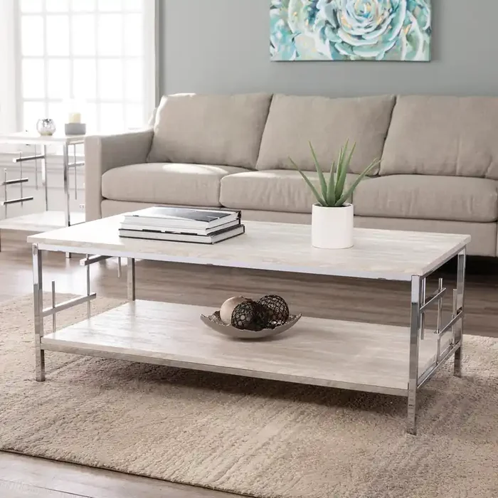 Freston Faux Marble Cocktail Table