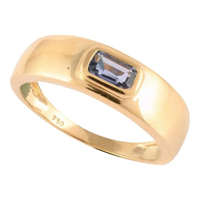 Genuine Tanzanite Ring in 18k Solid Yellow Gold Size 7.5