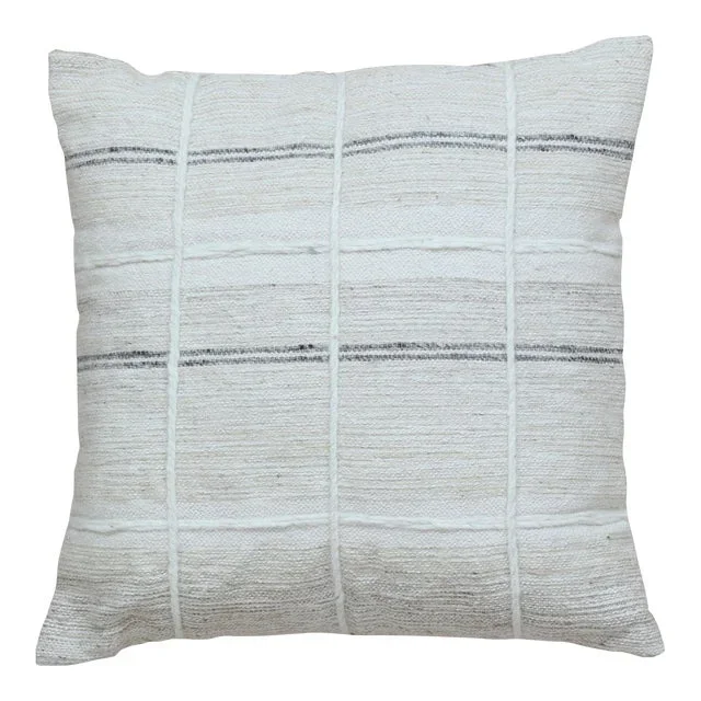 Geometric Modern Chic Wool and Cotton Pillow in Ivory