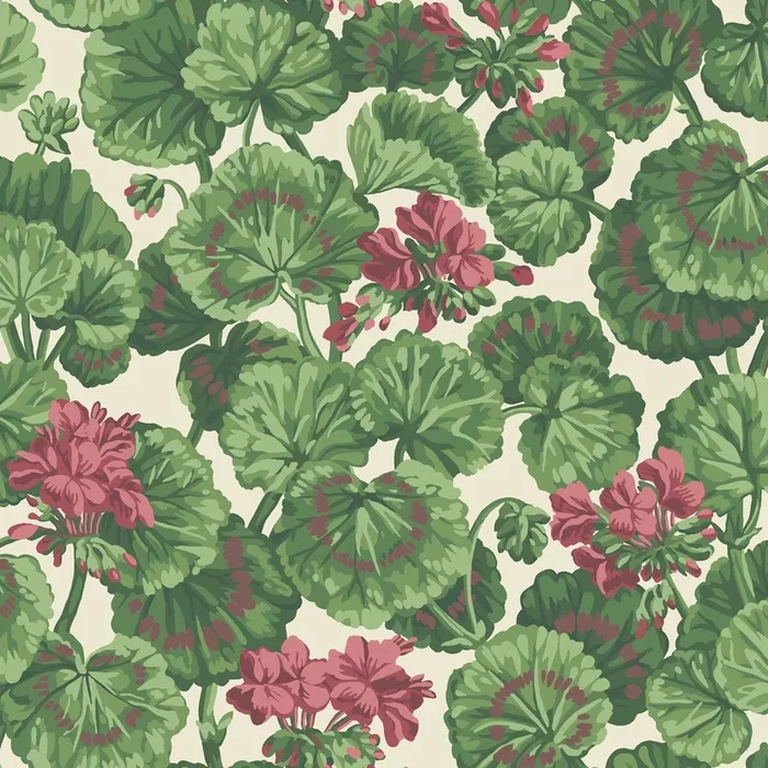Geranium – Rose/Forest Grn On Parchment