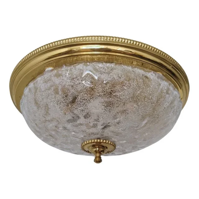 German Murano Ice Glass Flush Mount, 1960s