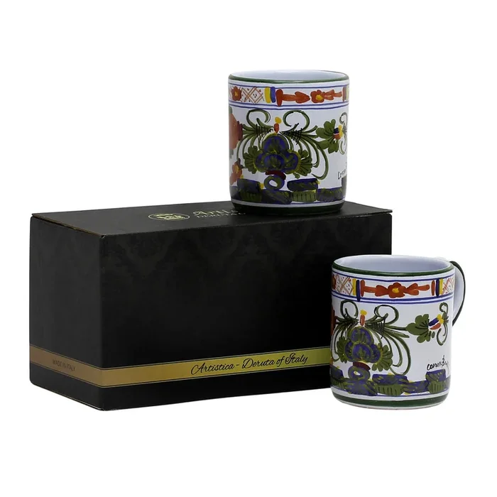 GIFT BOX: With two Deruta Mugs – FAENZA CARNATION Design