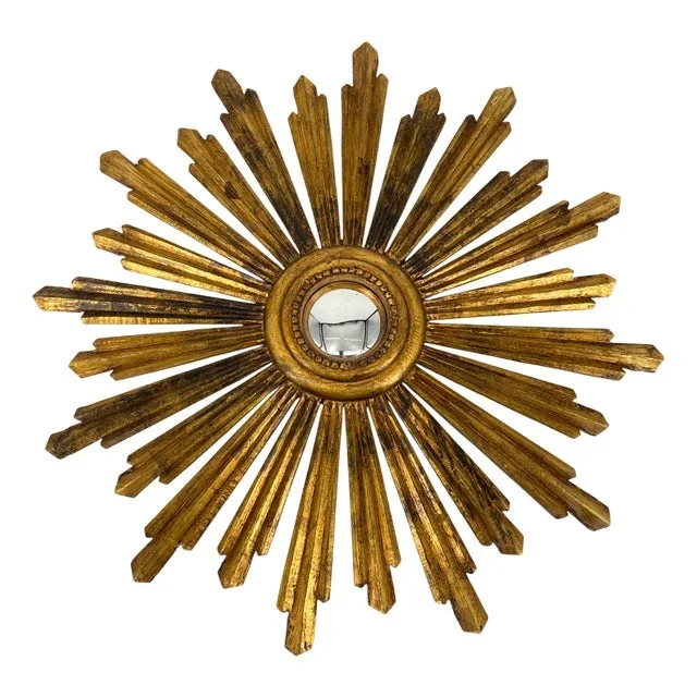Gilded Wood Sun Mirror