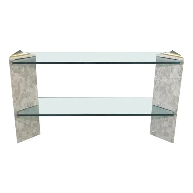 Glass Top Console Table in the Style of Maitland-Smith