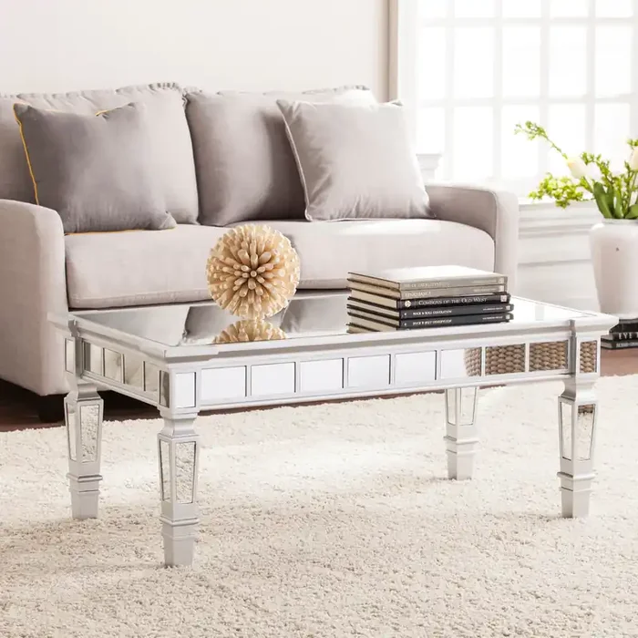 Glenview Glam Mirrored Rectangular Cocktail Table