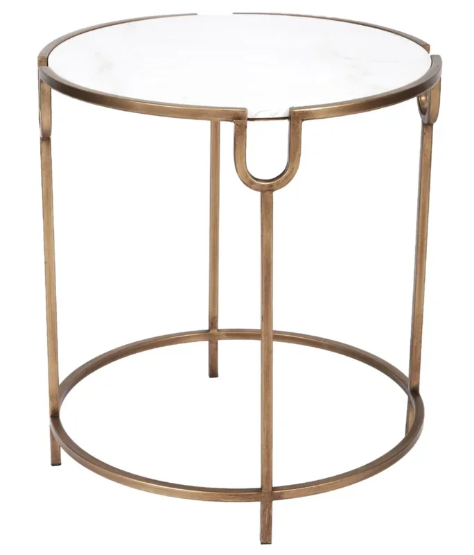 Gold Accent Table with Marble Top 24″