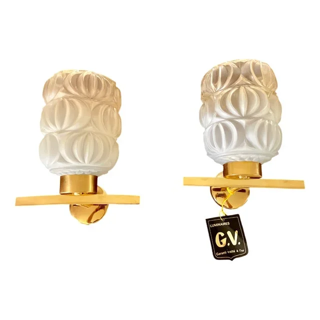 Gold-Plated Wall Lights, 1950s, Set of 2