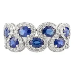 Gorgeous 1.59 Carats Blue Sapphire and Diamond Engagement Ring Size 5