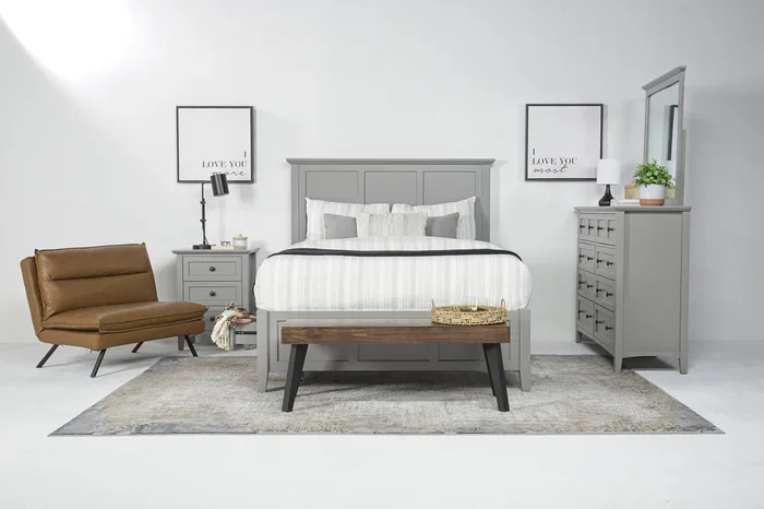 Grace Storage Bed, Dresser, Mirror & Nightstand in Elephant Gray, Full