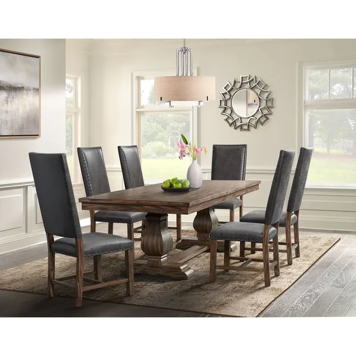 Gramercy Dining Table & 6 Tall Back Chairs in Walnut