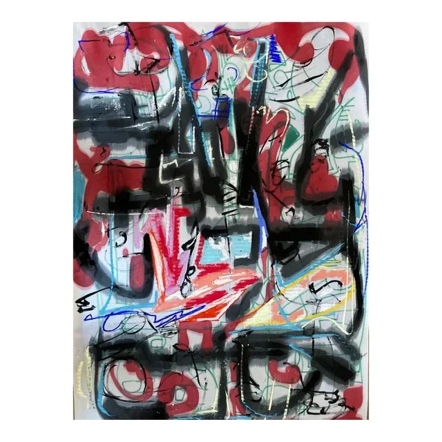 “Grand Prix” an Original Abstract Painted Drawing on Dacron 23×33