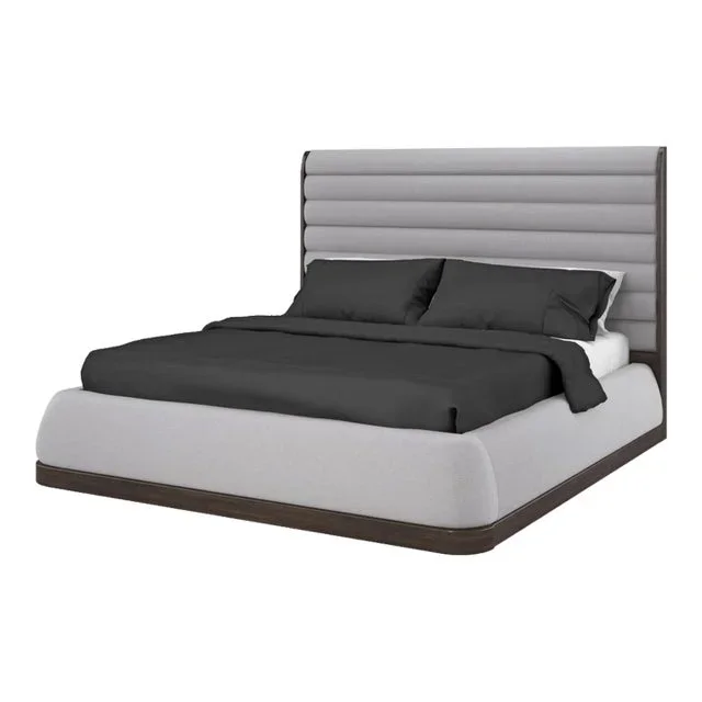 Gray Channeled King Bed