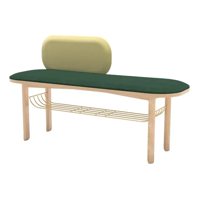 Green Eustache Bench in Natural Oak by Harto