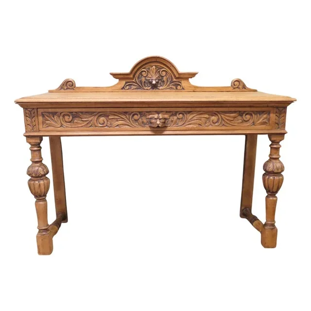 Green Man Carved Golden Oak Hall Table in Oak