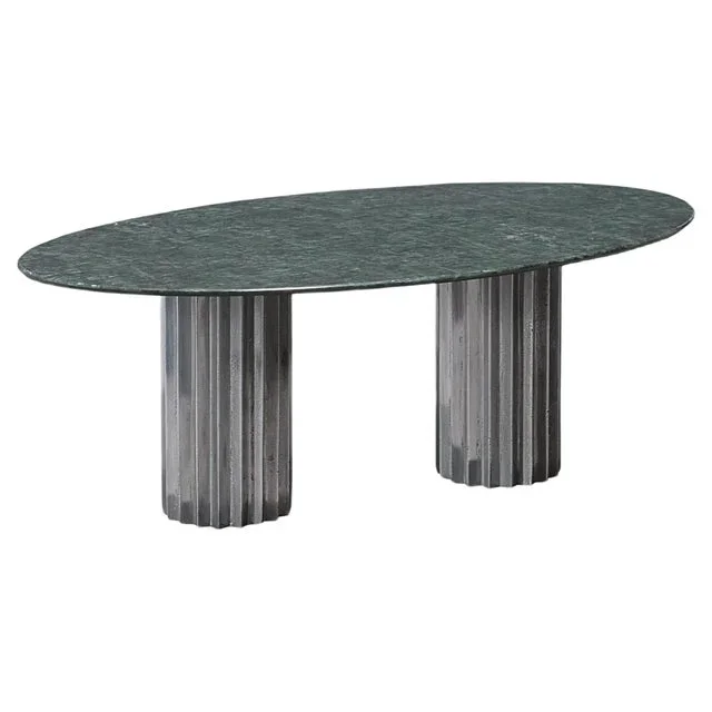 Green Serpentine Marble and Cast Aluminum Doris Dining Table by Fred & Juul