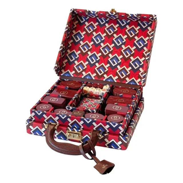 GUCCI Geometric G Briefcase Poker Card Game Set