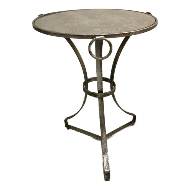 Gueridon Silver Leaf on Metal Table With Antique Mirror Top -2