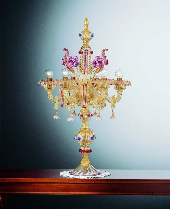 Guipuzcoa – Lampada Flambeaux 6 Luci Con Oro 24kt