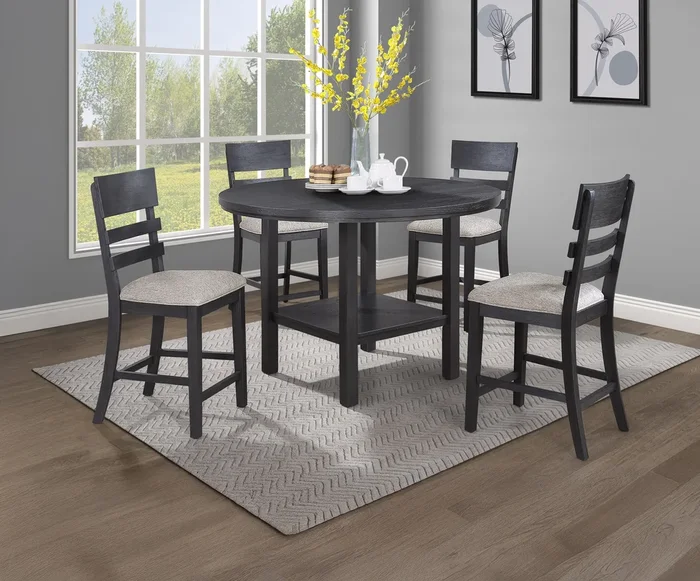 Guthrie Charcoal Round Counter Height Set with Lazysusan