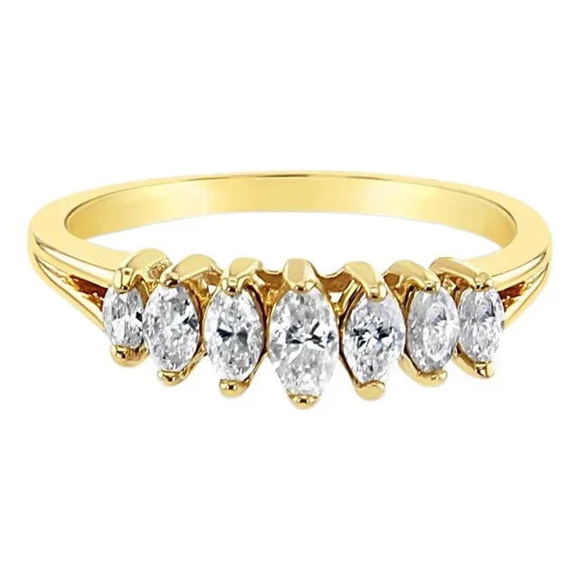Half Carat Marquise Diamond Ring 14k Yellow Gold, Size 4