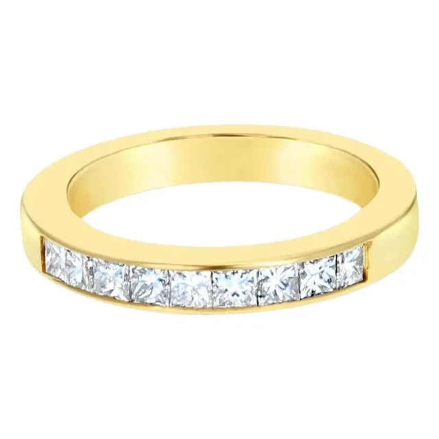 Half Carat Princess Cut Channel Set Diamond Wedding Band, Size 7