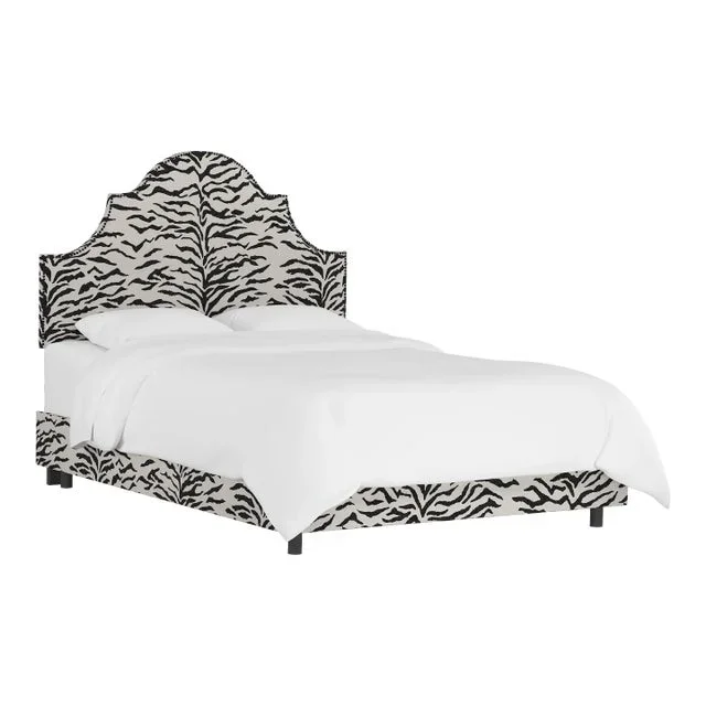 Halsted Bed in Cream Black Linen Zebra, California King