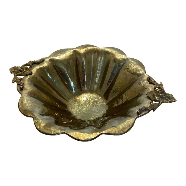 Hammered Brass Footed Centerpiece Bowl