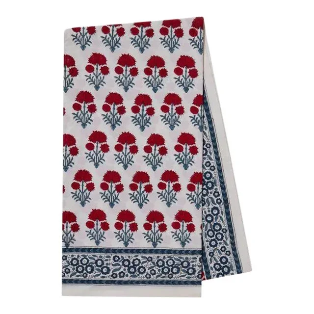 Hana 10-Seat Red & Teal Tablecloth